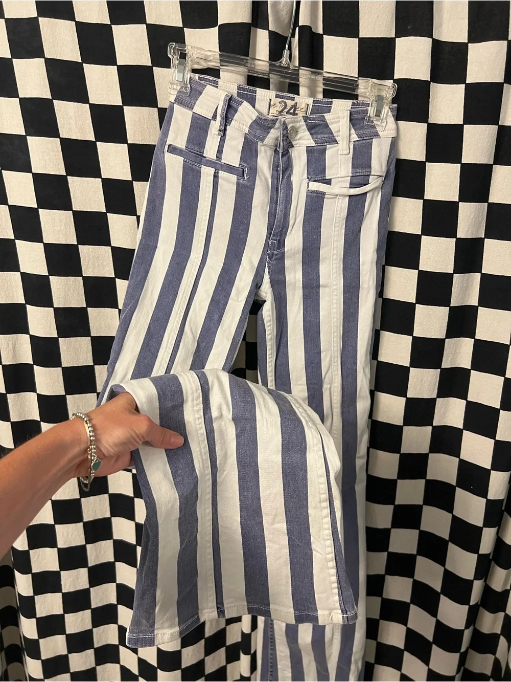 FREE PEOPLE FIRECRACKER STAR & STRIPE FLARE JEANS